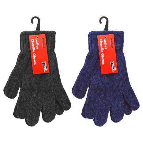 Homeware Essentials Ladies Chenille Gloves - Assorted Colours
