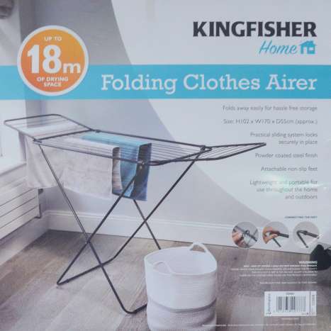 Kingfisher Folding Clothes Airer 18m