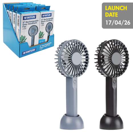 Status Rechargeable Handheld Fan (3”) - Assorted Colours