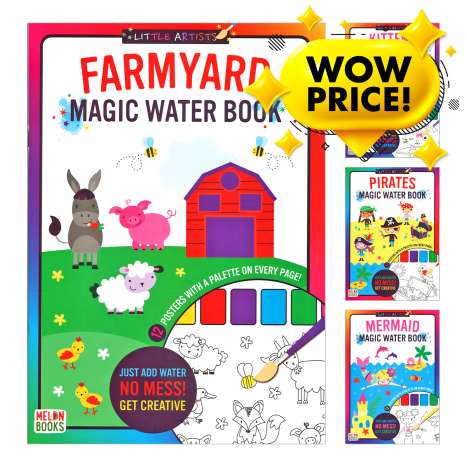 Little Artists A4 Magic Water Paint Colouring Book (24 Pages) - Assorted Designs