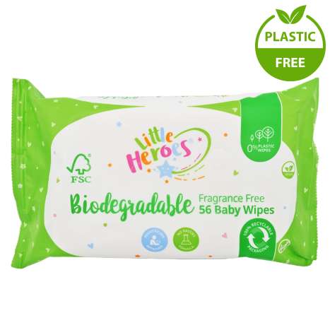 Little Heroes Fragrance Free Baby Wipes (56 Pack) - Biodegradable