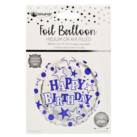 Foil Balloon (18") - Blue Happy Birthday