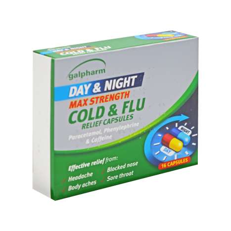 Galpharm Day & Night Max Strength Cold & Flu Relief Capsules 16 Pack