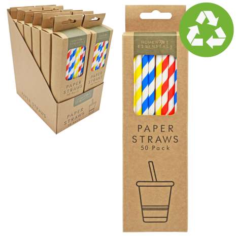 Homeware Essentials Paper Straws 50 Pack - In Display Box