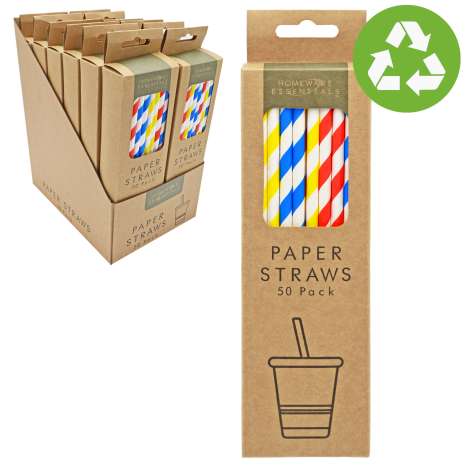Homeware Essentials Paper Straws 50 Pack (In Display Box)