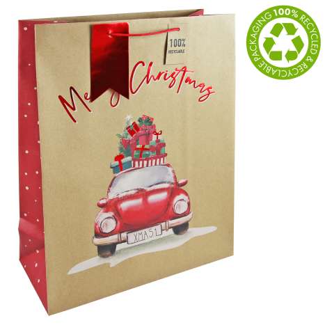 Extra Large Gift Bags (33cm x 45cm) - Kraft Driving Home