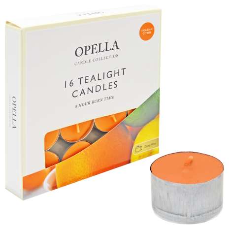 Opella Long Burn Tealights 16 Pack - Sicillian Citrus
