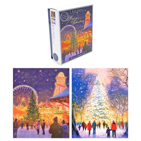 Tom Smith Luxury Boxed Christmas Cards 20 Pack - City Scene
