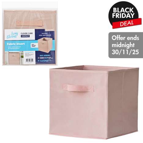 Living Elements Large Fabric Cube Storage Box - Blush Pink