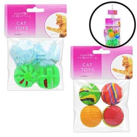 Homeware Essentials Cat Toys 4 Pack - Assorted Types (Clip Strip Provided)