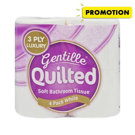 Gentille Quilted White Toilet Paper Luxury (3 Ply) 4 Pack