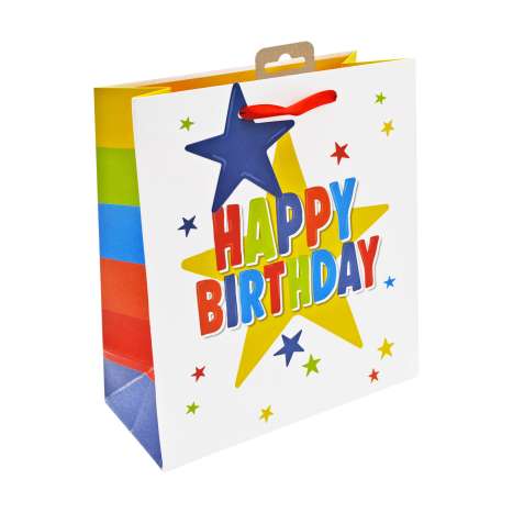 Medium Gift Bags (21.5cm x 25.5cm) - Happy Birthday Star
