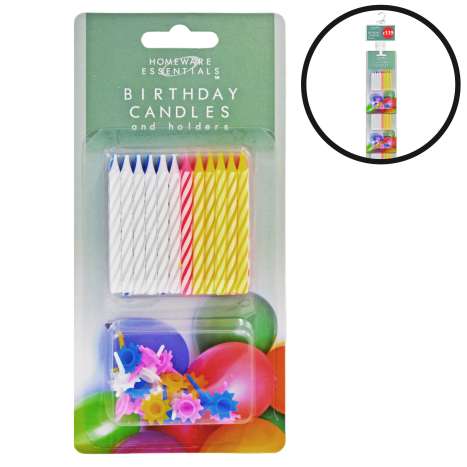 Homeware Essentials Birthday Candles 24 Pack (Clip Strip Provided)