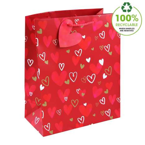 Large Gift Bags (26.5cm x 33cm) - Red Hearts