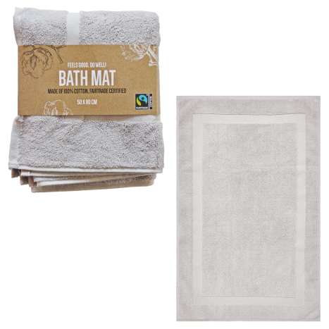 Fairtrade 100% Cotton Bath Mat (50cm x 80cm) - Grey