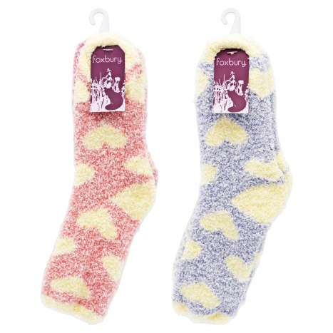 Foxbury Ladies Cosy Socks 2 Pack (One Size) - Assorted Colours