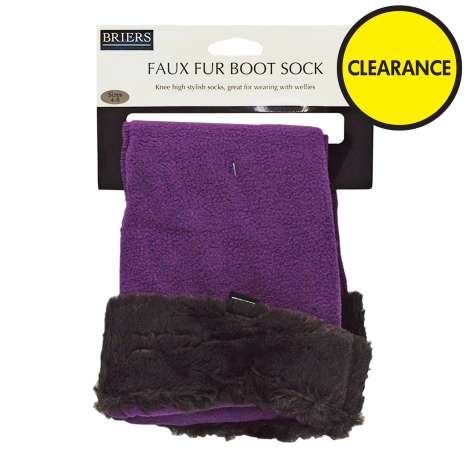 Briers Faux Fur Boot Sock - Purple (Size: 4-8)