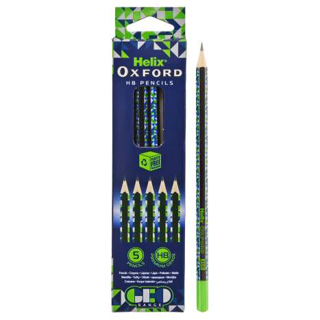 Helix Oxford Geo HB Pencils 5 Pack - Green