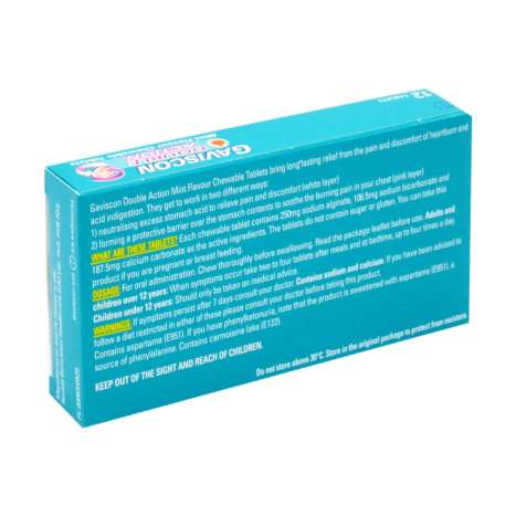Gaviscon Double Actions Tablets 12 Pack - Mint