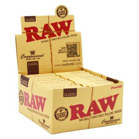 RAW Classic Connoisseur King Size Slim Rolling Papers and Filter Tips 32 Pack