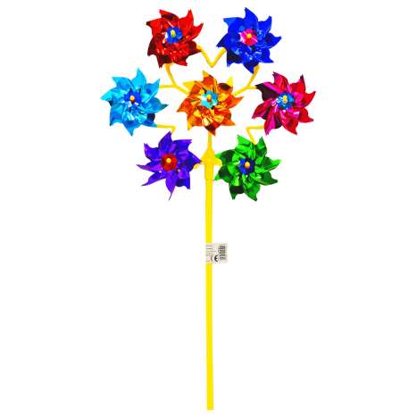 Foil Windmill with 7 Heads (19.5cm) - Assorted Colours