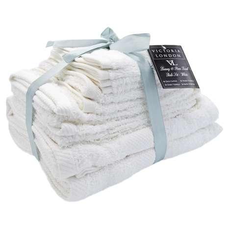 Victoria London 10 Piece Towel Bale Set – White