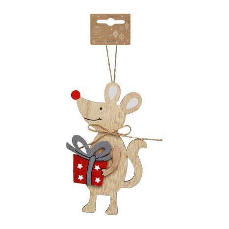 Christmas Hanging Wooden Decoration - Mouse