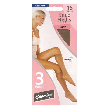 One Size Knee High Tights 15 Denier 3 Pack - Mink