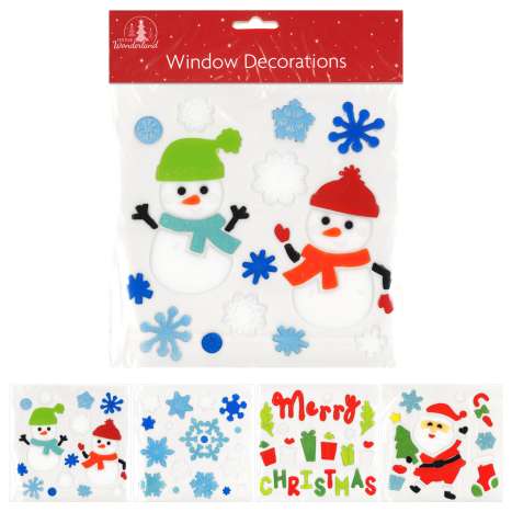 Christmas Gel Window Stickers 19cm - Assorted Designs