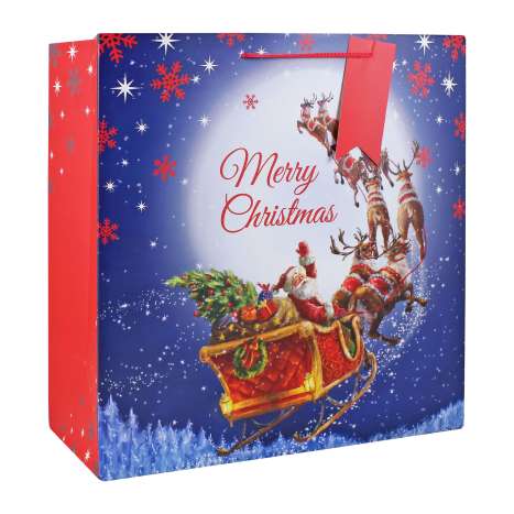 Jumbo Gift Bag Square - Santa Sleigh (45cm x 45cm)