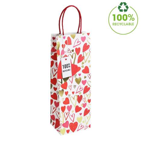 Bottle Gift Bags - Scattered Hearts