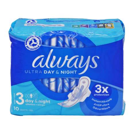 Always Ultra Day & Night Sanitary Pads 10 Pack
