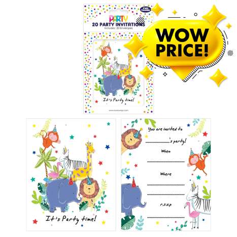 Party Invitations 20 Pack - Jungle