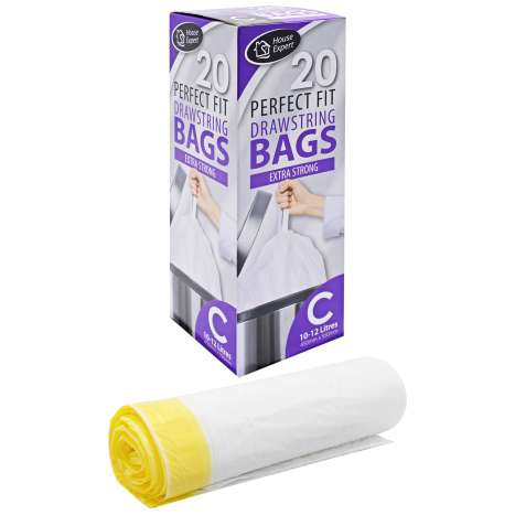 Extra Strong Drawstring Pedal Bin Liners 10-12 Litre - Roll of 20