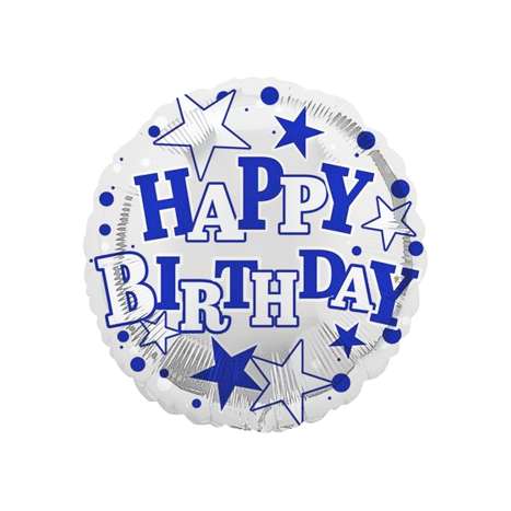 Foil Balloon (18") - Blue Happy Birthday