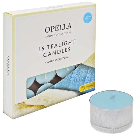 Opella Long Burn Tealights 16 Pack - Cotton Breeze