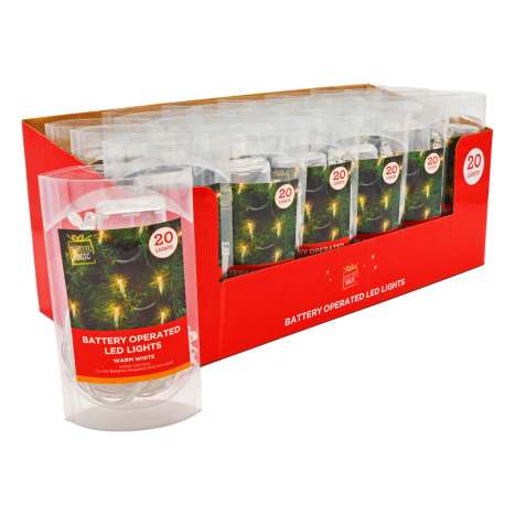 Battery Operated 20 LED Lights (1.9m) -  Warm White