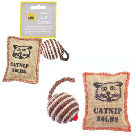 Cats Protection Catnip Cat Curios 2 Pack - Sisal Ball & Sack
