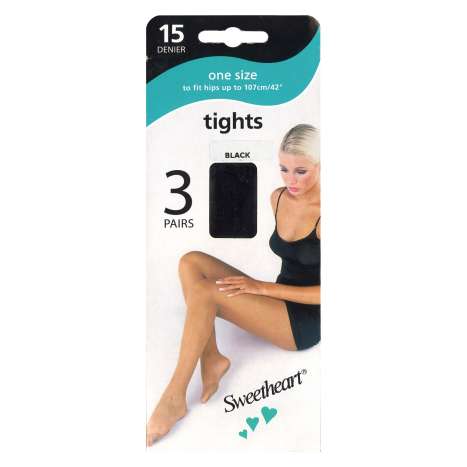 One Size Tights 15 Denier 3 Pack - Black