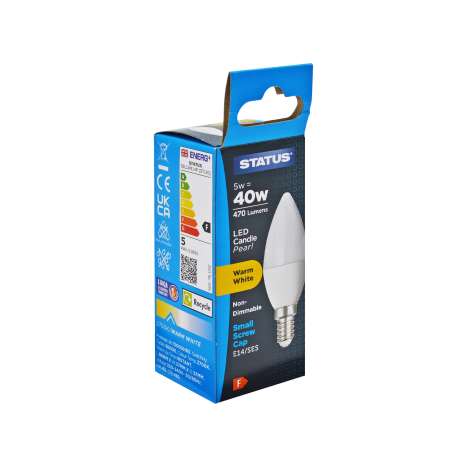 Status LED Candle Light Bulb (5w=40w) Small Screw (E14)