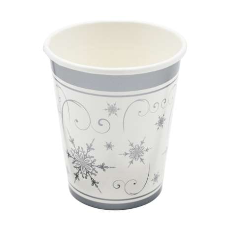 Paper Cups (8oz) 8 Pack - Shimmering Snowflake