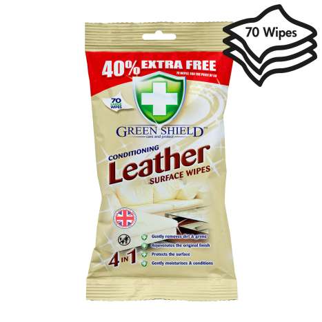 Green Shield Conditioning Leather Wipes 50 Pack + 40% Extra Free