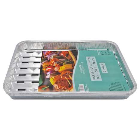 Homeware Essentials BBQ & Oven Foil Grill Trays (34cm x 23cm) 3 Pack