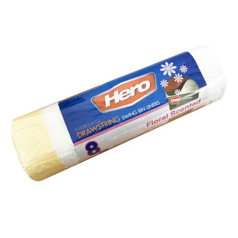 Hero Drawstring Swing Bin Liners 60 Litre - Roll of 8