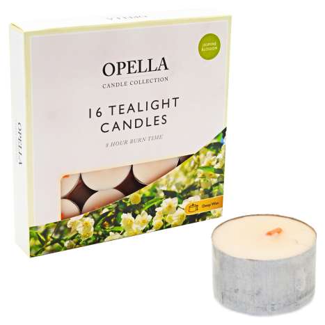 Opella Long Burn Tealights 16 Pack - Jasmine Blossom