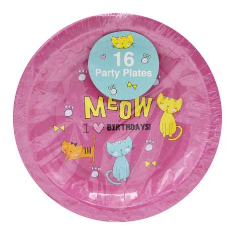 Kitten Design Party Paper Plates (9") 16 Pack