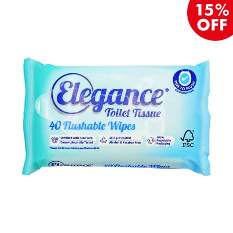 Elegance Toilet Tissue Flushable Wipes 40 Pack