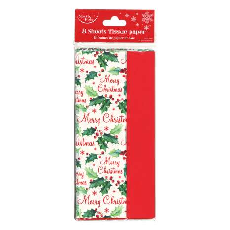 Christmas Tissue Paper 8 Sheets - Holly