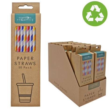 Homeware Essentials Paper Straws 50 Pack (In Display Box)