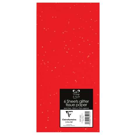Glitter Tissue Paper 6 Sheets (50cm x 70cm) - Red